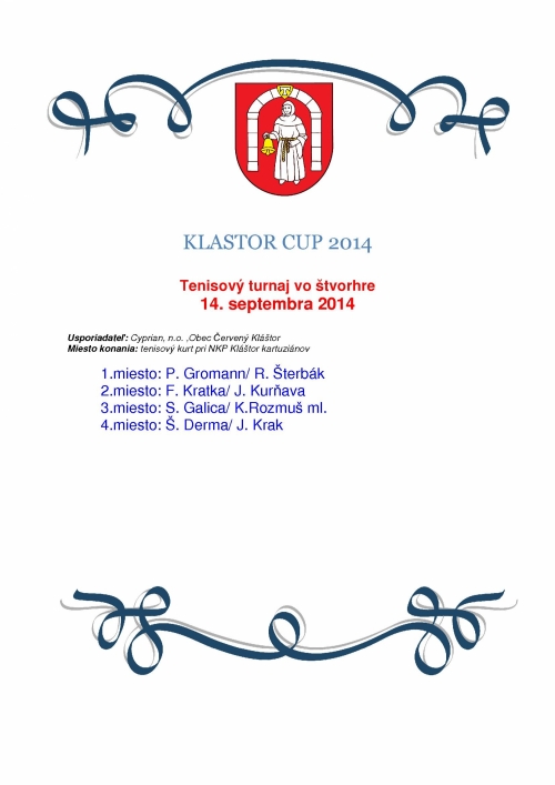 Výsledovka - Kláštor Cup 2014
